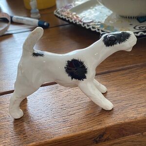 Smooth Fox Terrier Porcelain Figurine at Play.Vintage by Erphila.  Hand Painted.